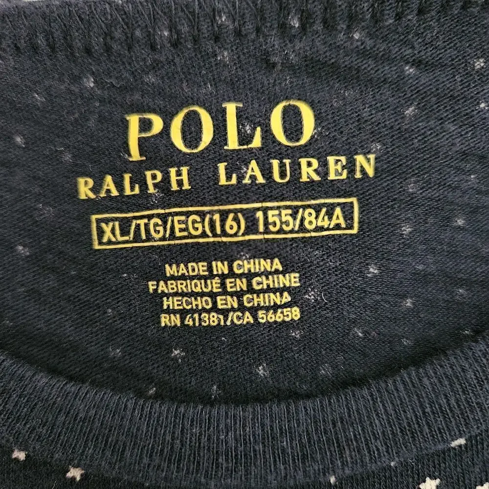Polo Ralph Lauren Girls Knit Dress Sz XL (16 Navy Blue White Stars Elastic Waist